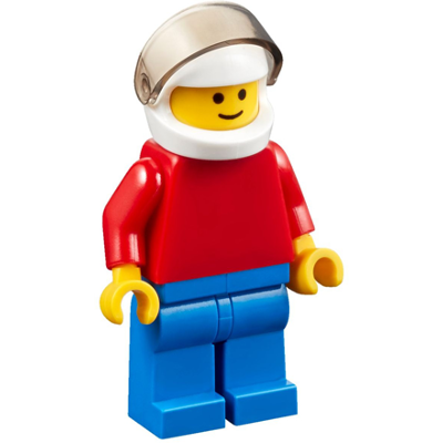 LEGO MINIFIG CREATEUR Torse Uni Rouge avec Bras Rouges, Jambes Bleues, Casque Blanc, Visière Trans-Noire